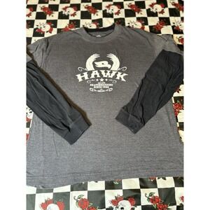 Hawk Skateboarding Long Sleeve Graphic Shirt Mens Large Gray Tony Hawk